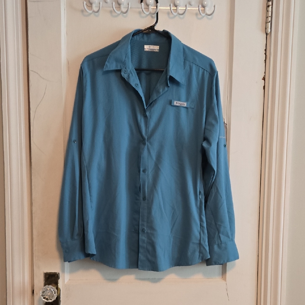 Columbia PFG Teal Long Sleeve Shirt
